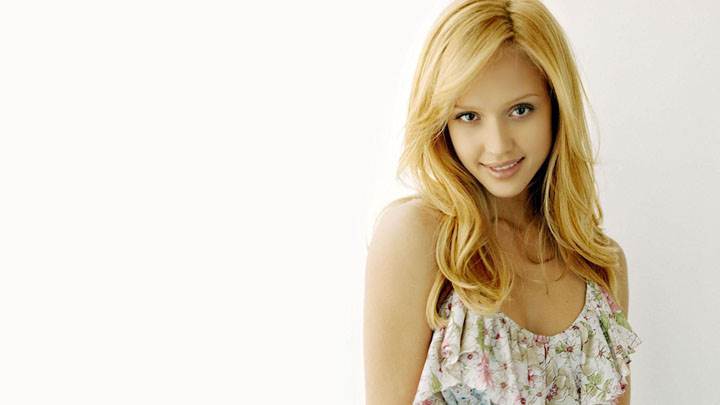 Jessica Alba Smiling In Colorful Flower Dress