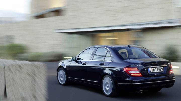 Mercedes-Benz C-Class C250 Side Back Pose on Highway
