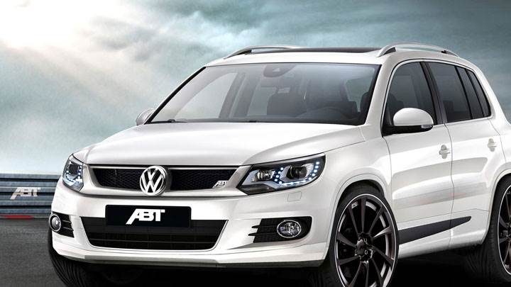 Side Front Pose of ABT Volkswagen Tiguan in White