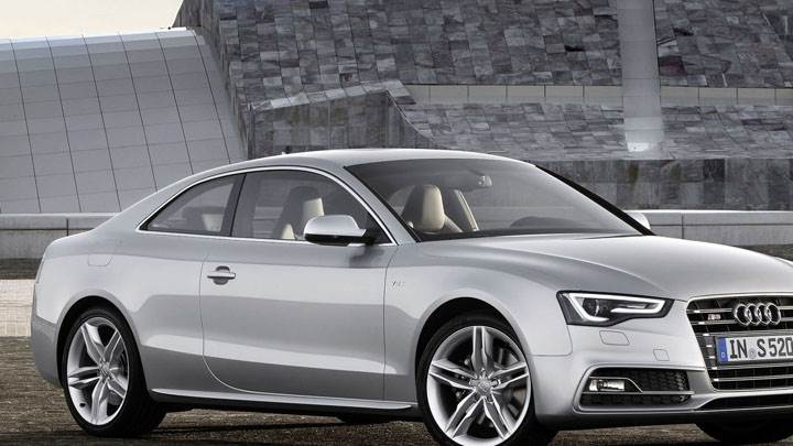 Side Front of Silver 2012 Audi S5 Coupe