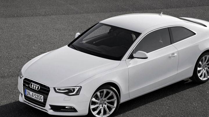 Side Front of White 2012 Audi A5 Coupe