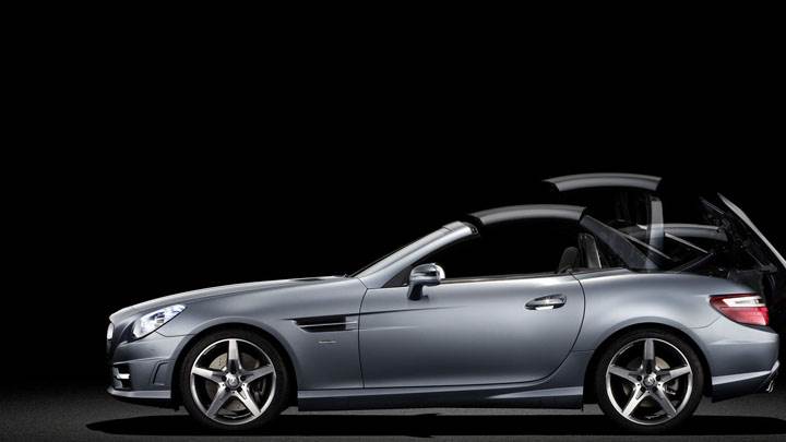 Silver Mercedes-Benz SLK 350 Side View