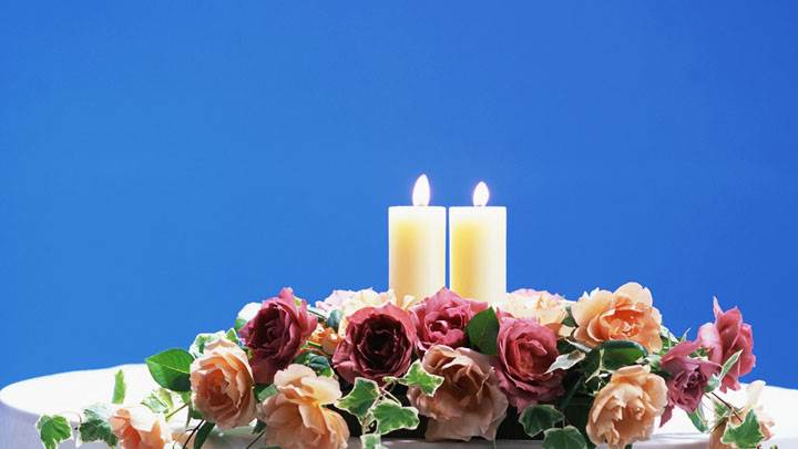Two Candles On Wedding Table