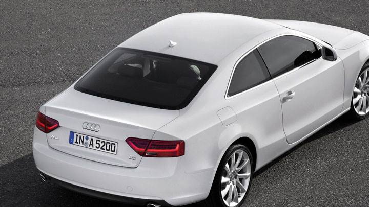 White Color 2012 Audi A5 Coupe Side Back Pose