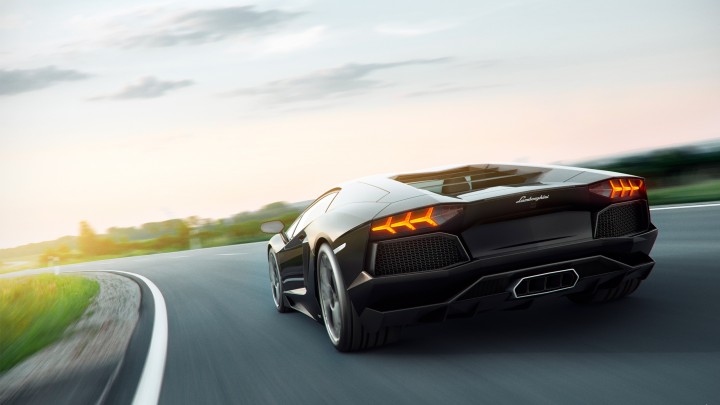 Black Lamborghini Aventador Back Look