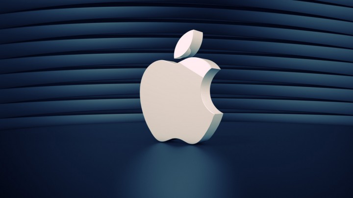 A Beautiful White 3D Apple Logo