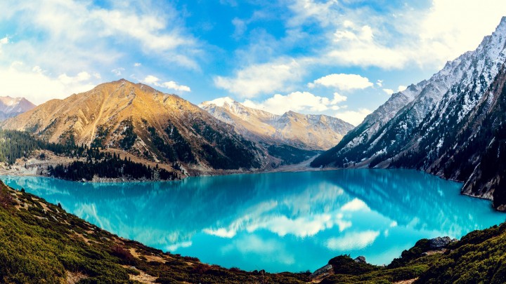 Beautiful Almaty Lake Between The Mountains