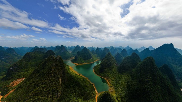 Blue River In Going Through Green Pyramid Mountains