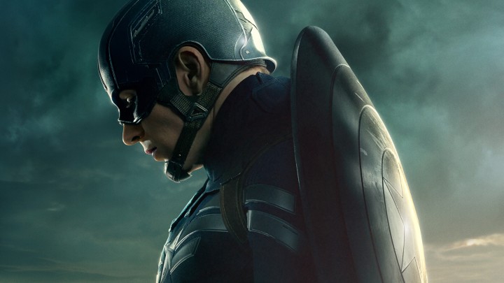 Chris Evans Side Pose With Mask On Face And Shield On Back
