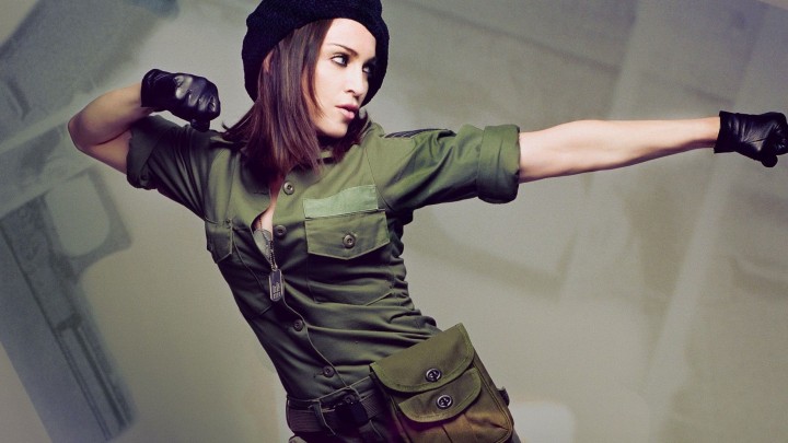 Madonna In Soldier Dress Making A Fighting Pose